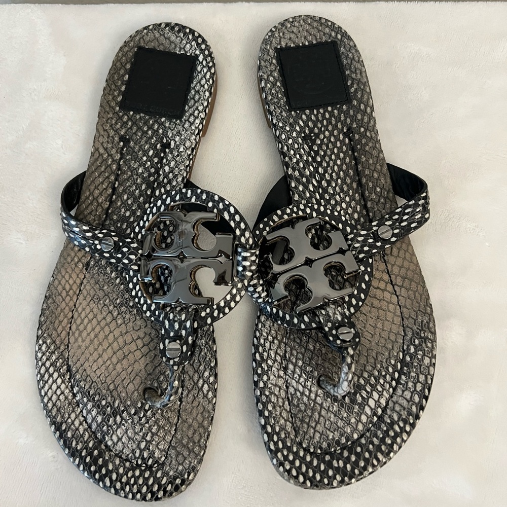 Tory Burch Snakeskin Miller Sandals Size 10